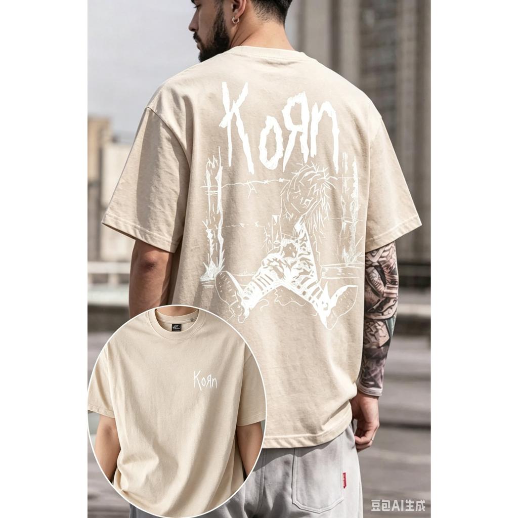 Графическая футболка для фанатов группы Korn Мужская Женская Оверсайз Уличная одежда Y2k Хип-Хоп Харадзюку Высокое Качество Короткий Рукав Повседневная Свободная Женская Мужская Одежда