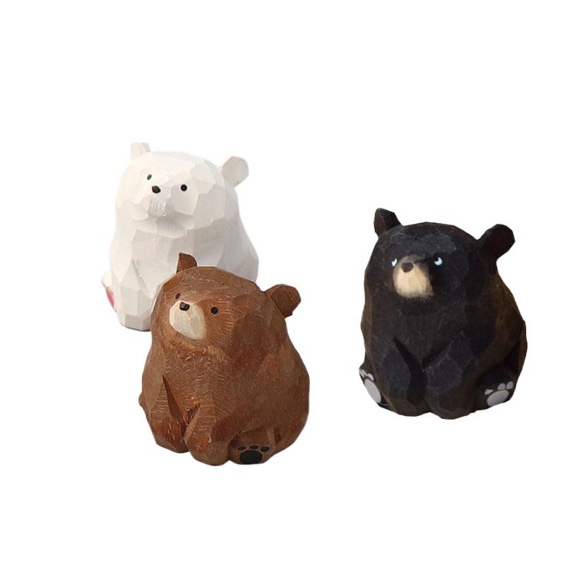 1 шт. деревянные поделки автомобиль деревянные фигурки медведей домашний декор резные деревянные медведи декор в виде белого медведя фигурки медведей подвесные украшения