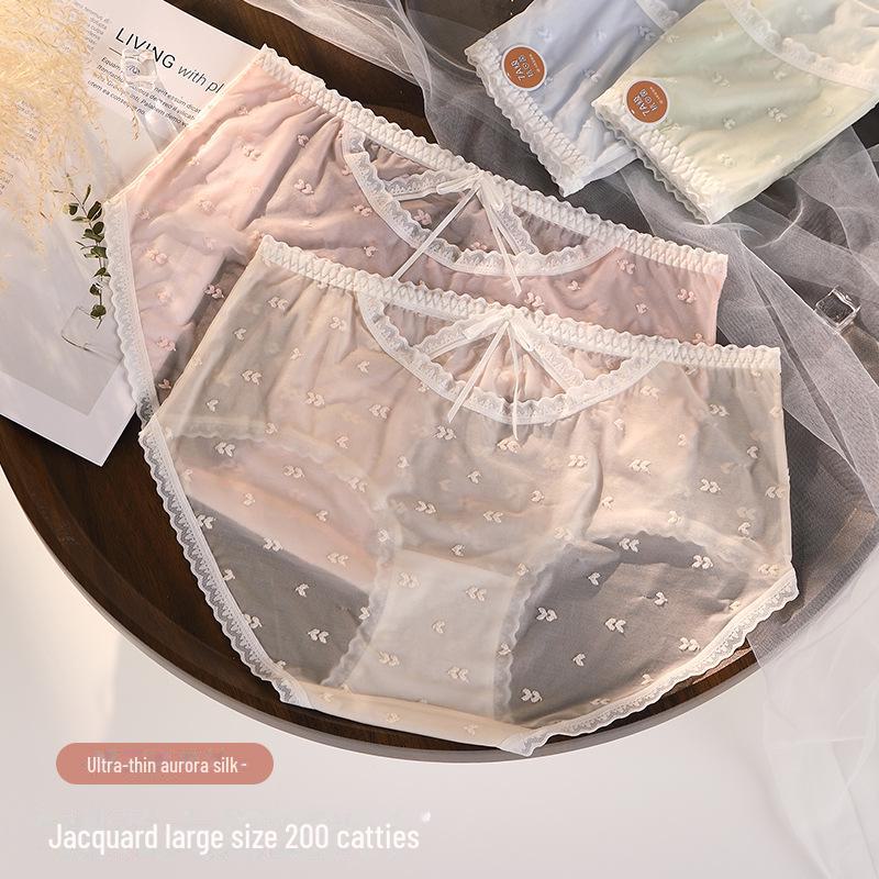 «15D ультратонкое бесшовное женское нижнее белье из искусственного шелка больших размеров, антибактериальная хлопковая промежность, ажурный дизайн»