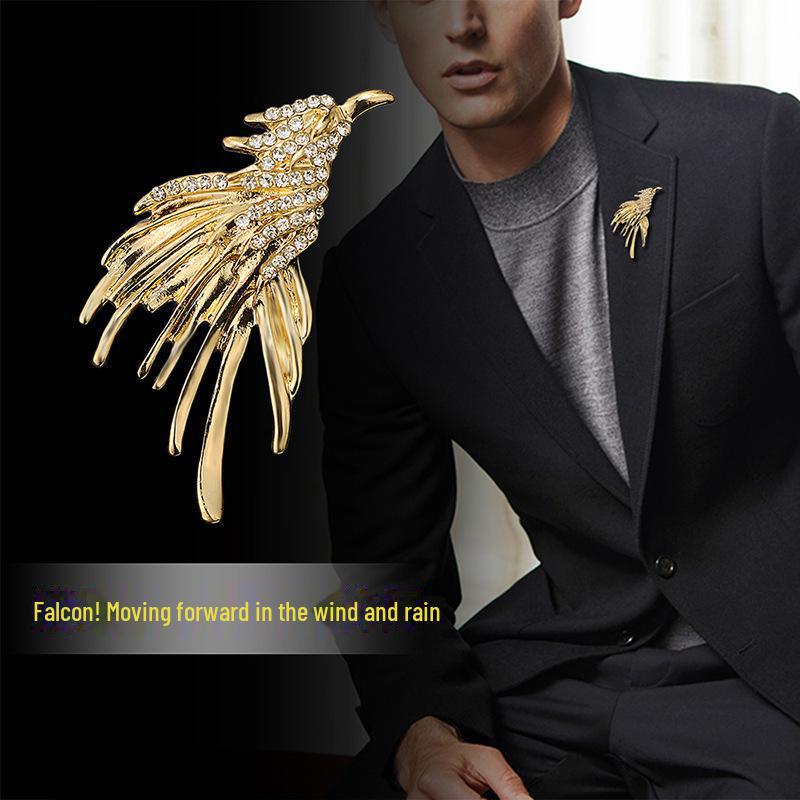 «Мужская роскошная брошь для костюма»: Дизайн головы льва, орла и оленя в короне"