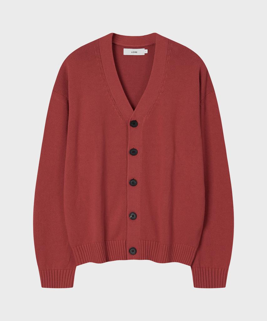 Кардиган Leire Essential из хлопка с V-образным вырезом [Кирпичный]