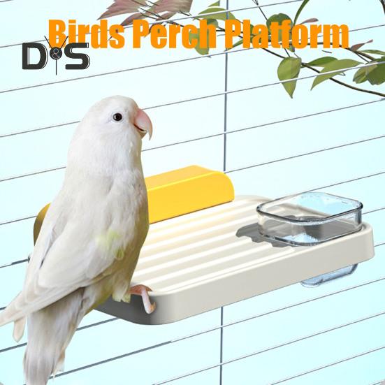 Платформа для жердочки для птиц Пластиковая подставка для жердочки для попугаев Полка с кормушкой Аксессуары для клетки для попугаев Кореллы Неразлучники Волнистые попугайчики