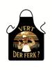 Мужской ретро-фартук шеф-повара с винтажным мультяшным рисунком и «Vert der Ferk?»"""Принт для приготовления пищи, рабочей одежды и повседневного использования на кухне"""