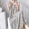 Summer sleeveless suspender cotton and silk nightdress women's lace-up can be worn outside loungewear high-end vacation long dress dress thin