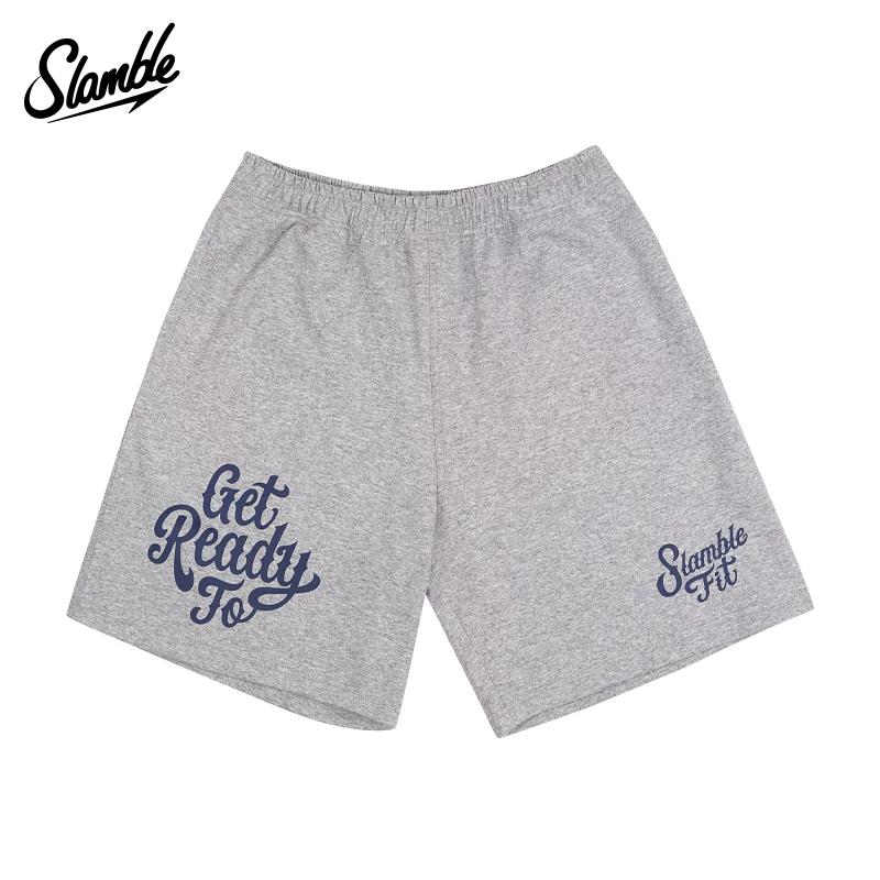 Slamble Men's Sports Casual Shorts, Loose-Fitting Five-Point Pants with Elastic Drawstring, American Trendy Summer New Style