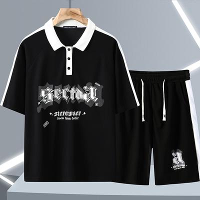 Плюс размер 5XL-12XL Большой размер спортивный комплект из 2 предметов Мужские футболки с коротким рукавом Большие шорты комплекты