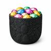 Easter flowerpot black with rabbits, decorative spring cover