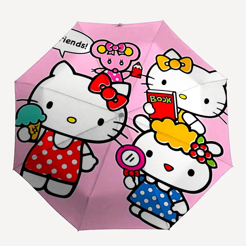 1pc Hello Kitty Automatic Opening/Closing Umbrella with Convenient Three-Fold Design, 8-Bone Iron Frame, Outdoor Umbrella, Ideal Gift for Fans, Travel