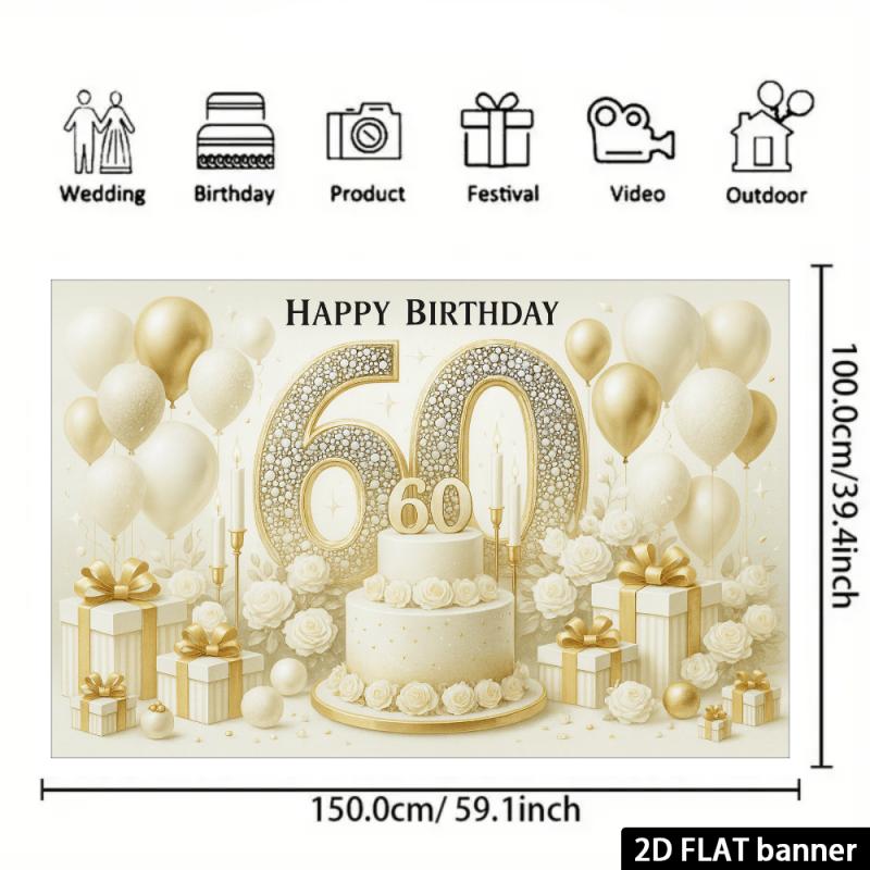 Luxurious 60th Birthday Background Banner - Suitable for 60th Anniversary CelebrationDJH