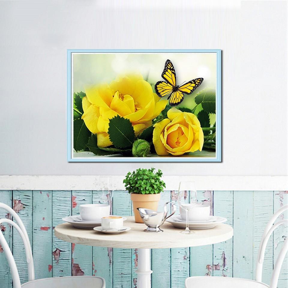 5D DIY Вышивка крестом Алмазная картина Цветок Полный круглый Алмазная вышивка