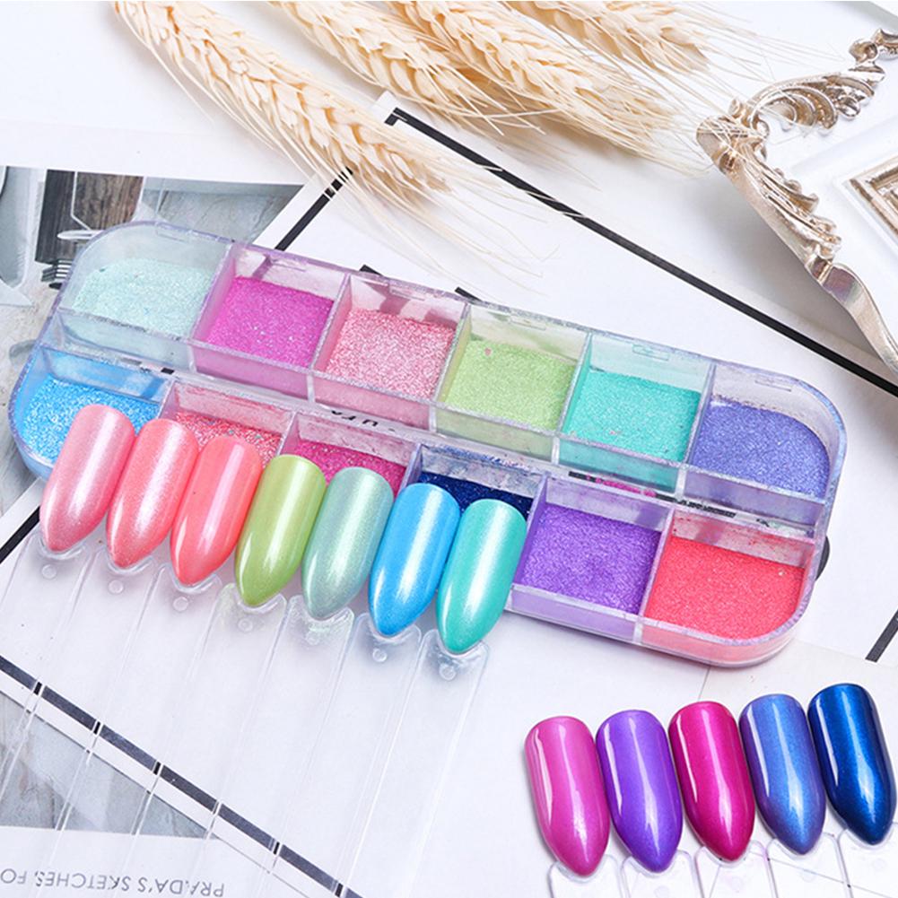 12 шт./кор. ультратонкой блестящей пудры для ногтей «сделай сам», пигмент для украшения ногтей при слабом освещении