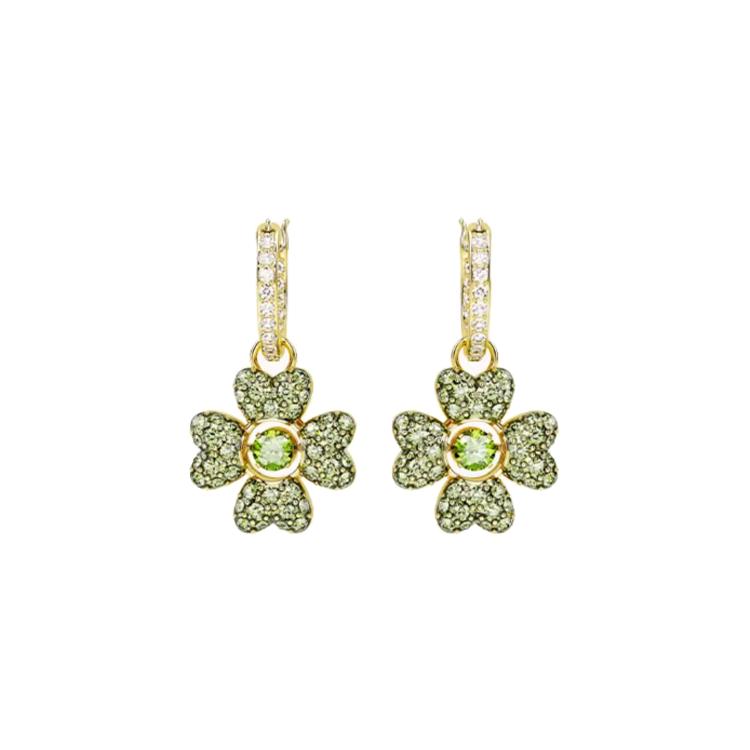 Swarovski Позолоченные серьги женские зеленые
