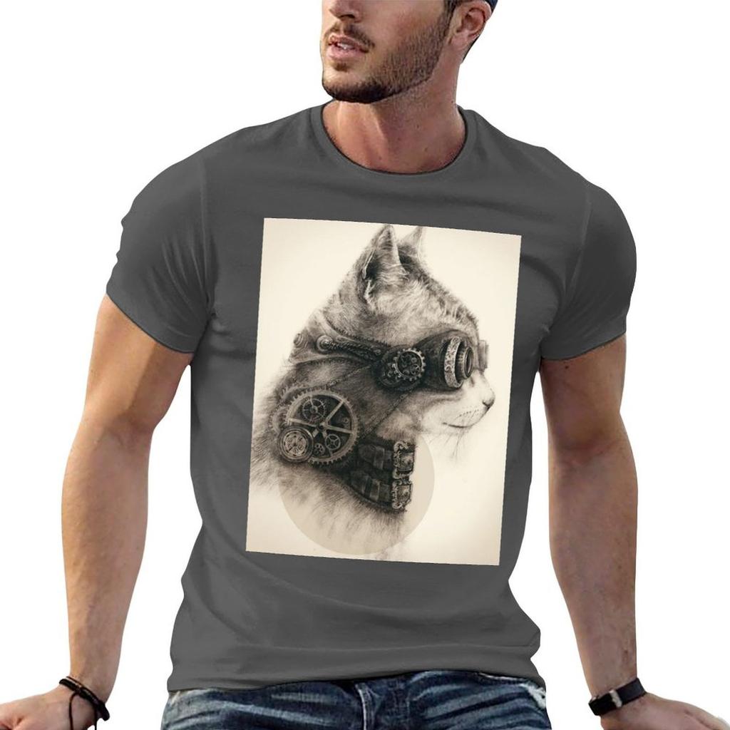 Steampunk Cat Tshirt Casual Fashion Print Tee Top
