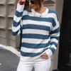 Женские модные повседневные свитера в полоску с принтом осень-зима с длинными рукавами и круглым вырезом