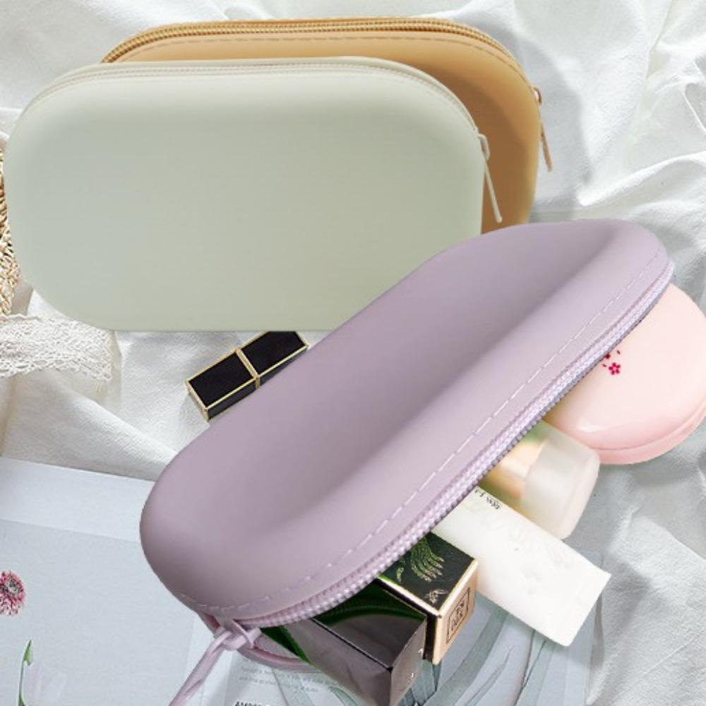 Силиконовая косметичка для хранения с застежкой-молнией, держатель для кистей для макияжа, портативная косметичка для женщин