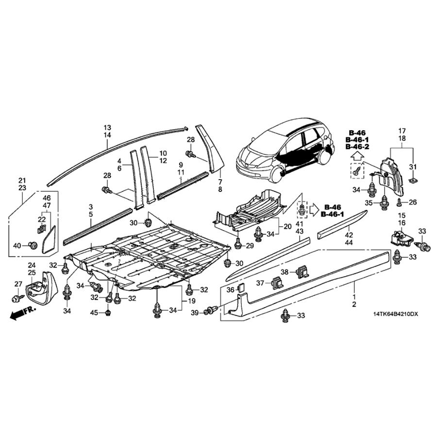 Новая 1x Черная Молдинг Отделка Крыши Автомобиля Правая Сторона Для Honda Fit 2009-2014 74306-TF0-003