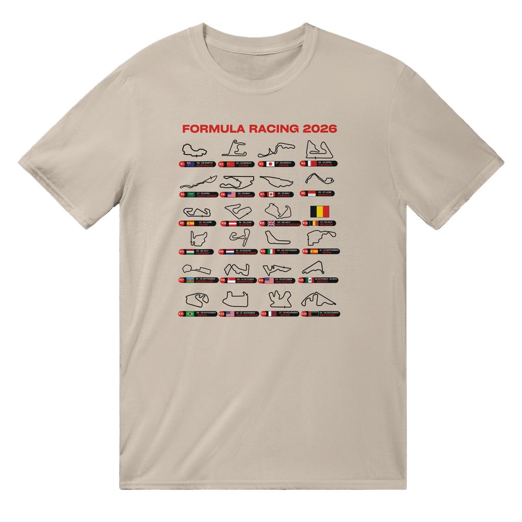 Formula Racing 2026 Schedule Tshirt Motorsport Fan Apparel Unisex And Unisex Cotton Tshirt High Quality Summer Streetwear