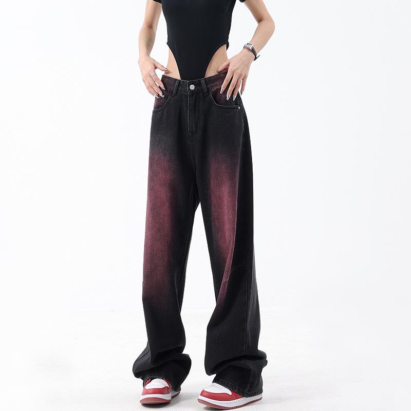 Американские ретро-граффити-стираемые широкие джинсы для женщин