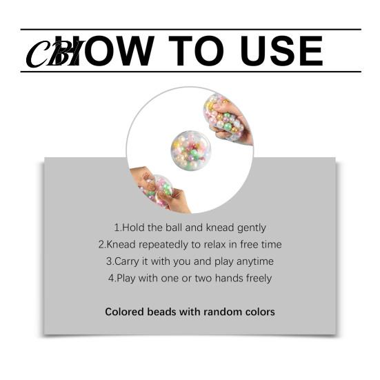 Non-toxic Sensory Toy Beads Pinch Ball, Highly Elastic Soft TPR Stress Portable Ball Relief Toy, Decompression Squeeze for Kids Adults Mini Fidget