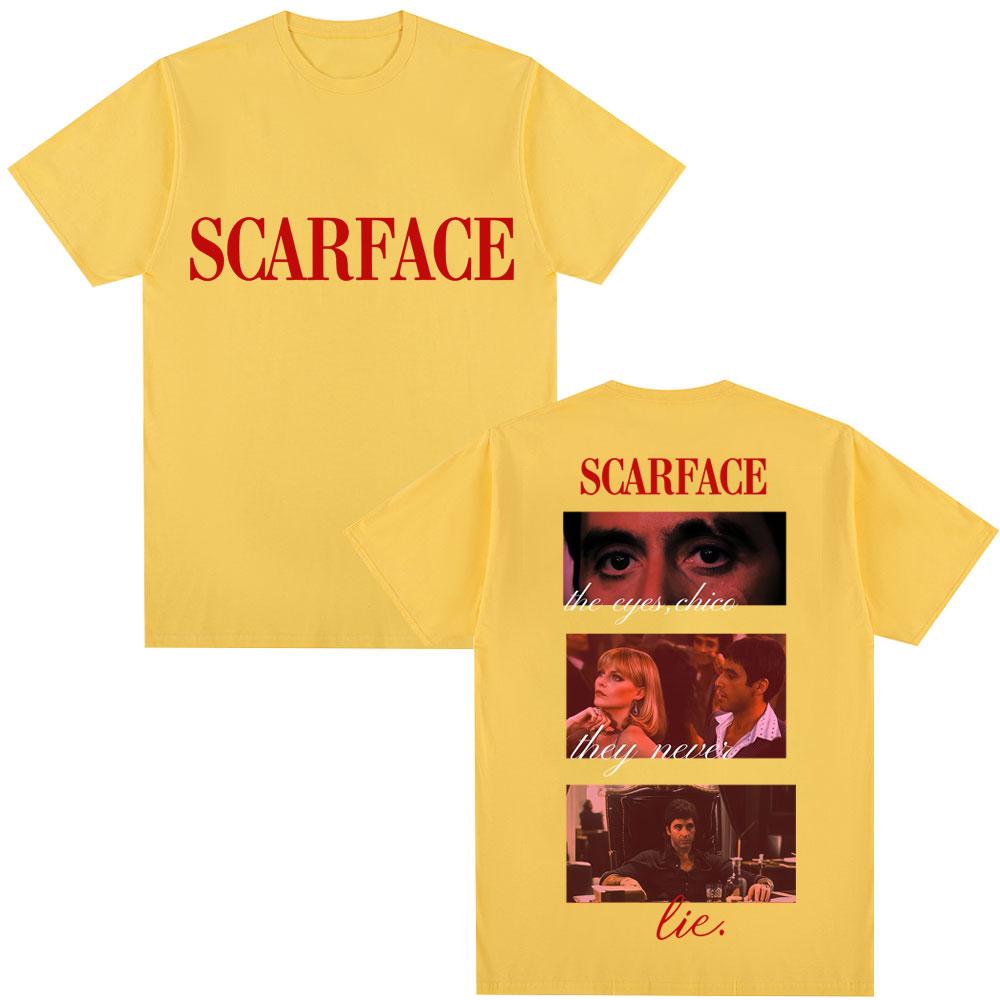 Фильм Лицо со шрамом Тони Монтана Цитаты Классическая футболка Глаза Чико Винтаж Хип-хоп Мужская Готическая футболка Свободная хлопковая Повседневная футболка