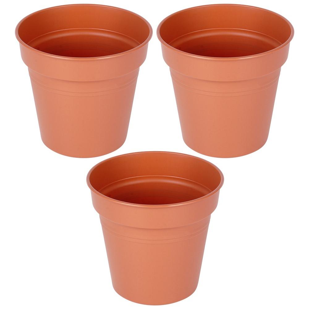 3x Doniczka Ogrodowa Plastikowa Brązowa na Rośliny Kwiatki Zioła 13x12 cm