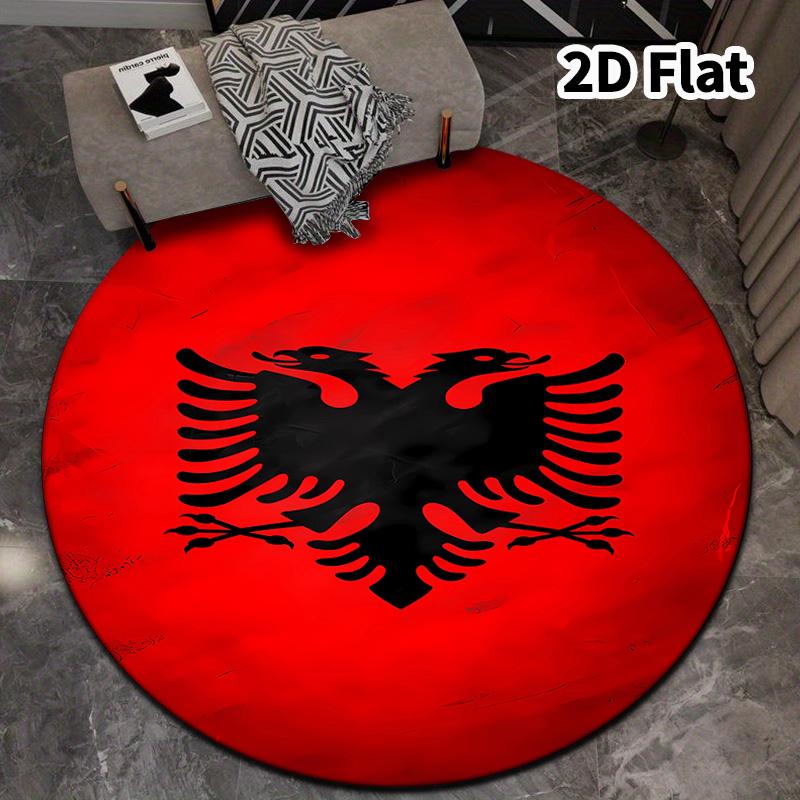 Republic Albania Round Area Rug Carpet Rug For Living Room Bedroom Sofa Playroom Decor Nonslip Floor Mat