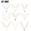 Fashion Snake Butterfly Sun Heart Pendant Necklace Gold Multilayer Chain Choker for Women Accessories Jewelry