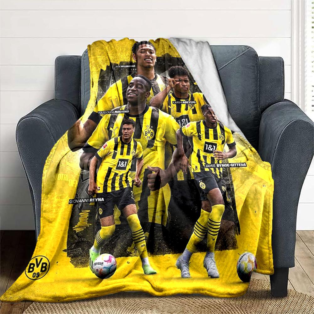 Borussia Dortmund Team Collage Print Fleece Blanket Soft Warm Throw Blanket Sofa Couch Bed Home Decor For Soccer Fans