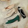 Women's Casual Pumps Comfortable Chunky Block Heels Shoes Pointed Toe Loafers Shoes Knitted Work Low Heel Pumps Shoes Non-Slip Dress Shoes for Women