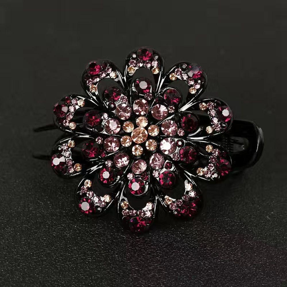 Hair Claw Rhinestone Duckbill Clip Korean Style Hairpin Flower Hair Clip Female Hair Accessories