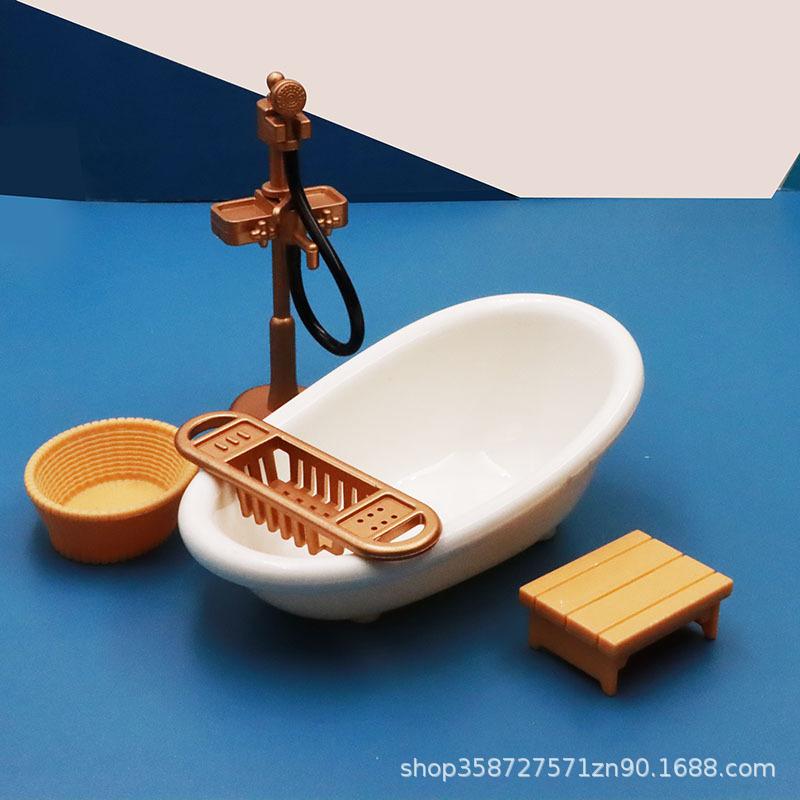 Мини Милый Имитация Игрового Домика Модель Украшение Туалет Ванная Комната Туалет Мультяшная Детская Игрушка Подарок