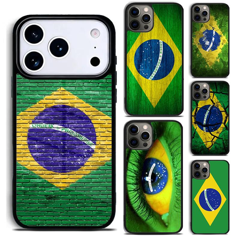 Чехол для телефона с флагом Бразилии для iPhone 17 16 15 14 13 12 11 Pro Max Plus 17Air Мягкий силиконовый чехол