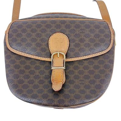 Used Macadam Pattern Shoulder Bag Gold Hardware