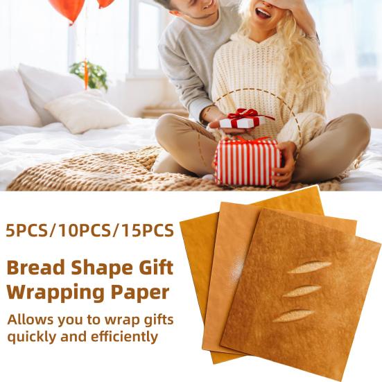 Подарочная упаковочная бумага в форме хлеба Крафт-бумага Рустикальные дизайны хлеба Маслостойкая Устойчивая к разрывам Кухонные принадлежности для DIY-вечеринки