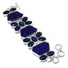 Blue Moldavite Quartz, Iolite Handmade 925 Sterling Silver Bracelet 7-8" v6Z00