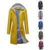 Waterproof Jacket Women Hooded Trench Fashion Outdoor Windbreaker Coat Loose Striped Lining Drawstring Long Blazer Autumn Winter