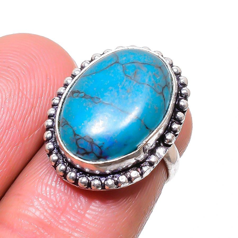 Кольцо из натурального серебра 925 пробы с бирюзой Санта-Роза, размер 5 G2j83