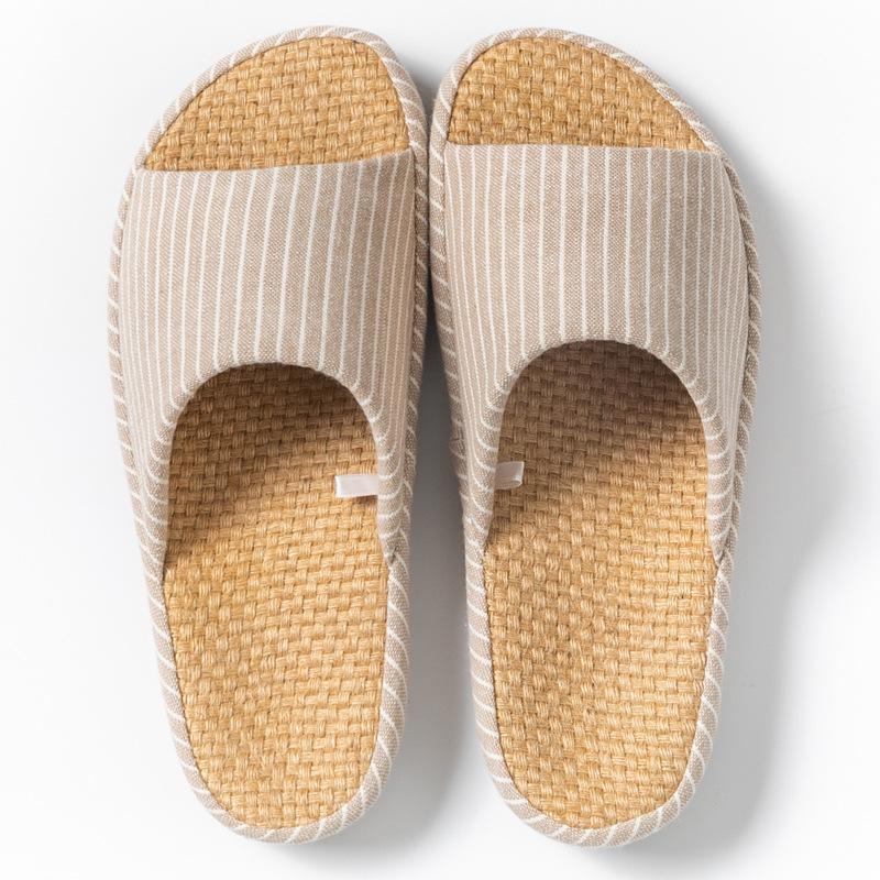 Летние льняные тапочки Jingshilu: Бесшумные домашние сандалии в японском стиле для пар