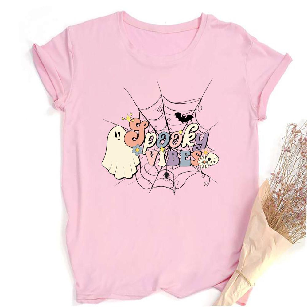 Retro Halloween Spooky Vibes Shirt Funny Halloween Unisex Short Sleeve Shirts Spooky Season TShirts Ghost Unisex Tee Clothes