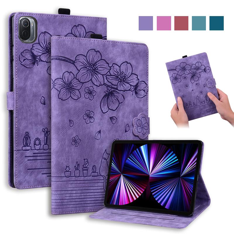 Чехол для планшета для Xiaomi Pad 5 Pro, чехол 11 дюймов, чехол с 3D тиснением и подставкой для цветов, чехол-кошелек для планшета Xiaomi Mi Pad 5, чехол для Mipad 5 Pro, чехол