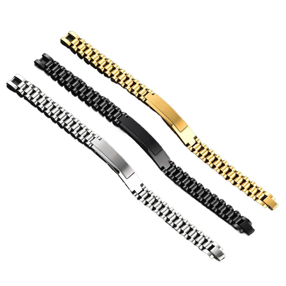 Waterproof Gold Plated 316L Stainless Steel Strap Chain Bracelet Custom logo Personalized Men's Gift Fashion Jewelry