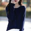 Women's Spring Korean Style Loose Wool Cardigan - Round Neck, Long Sleeve