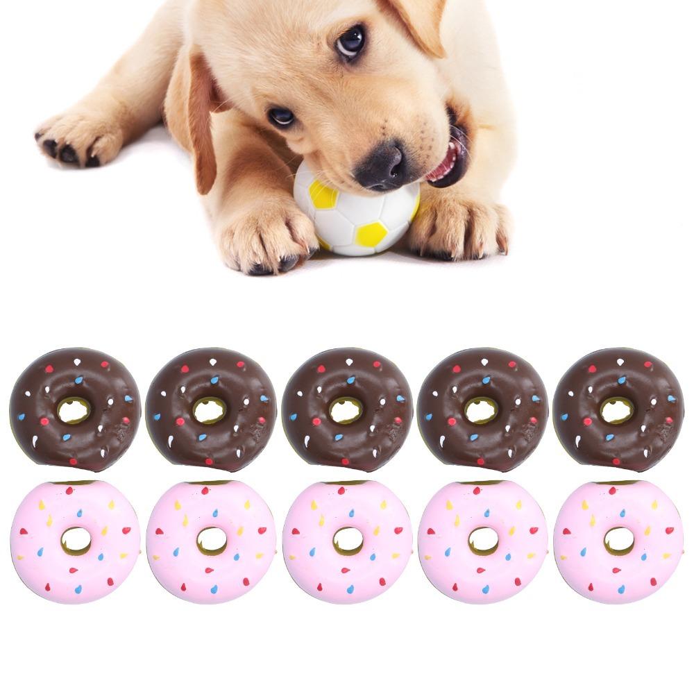 10pcs Latex Latex Dog Toy Donut Shape Dog Chew Toy Pet Entertainment Puppy Play Toy Teething Puppy