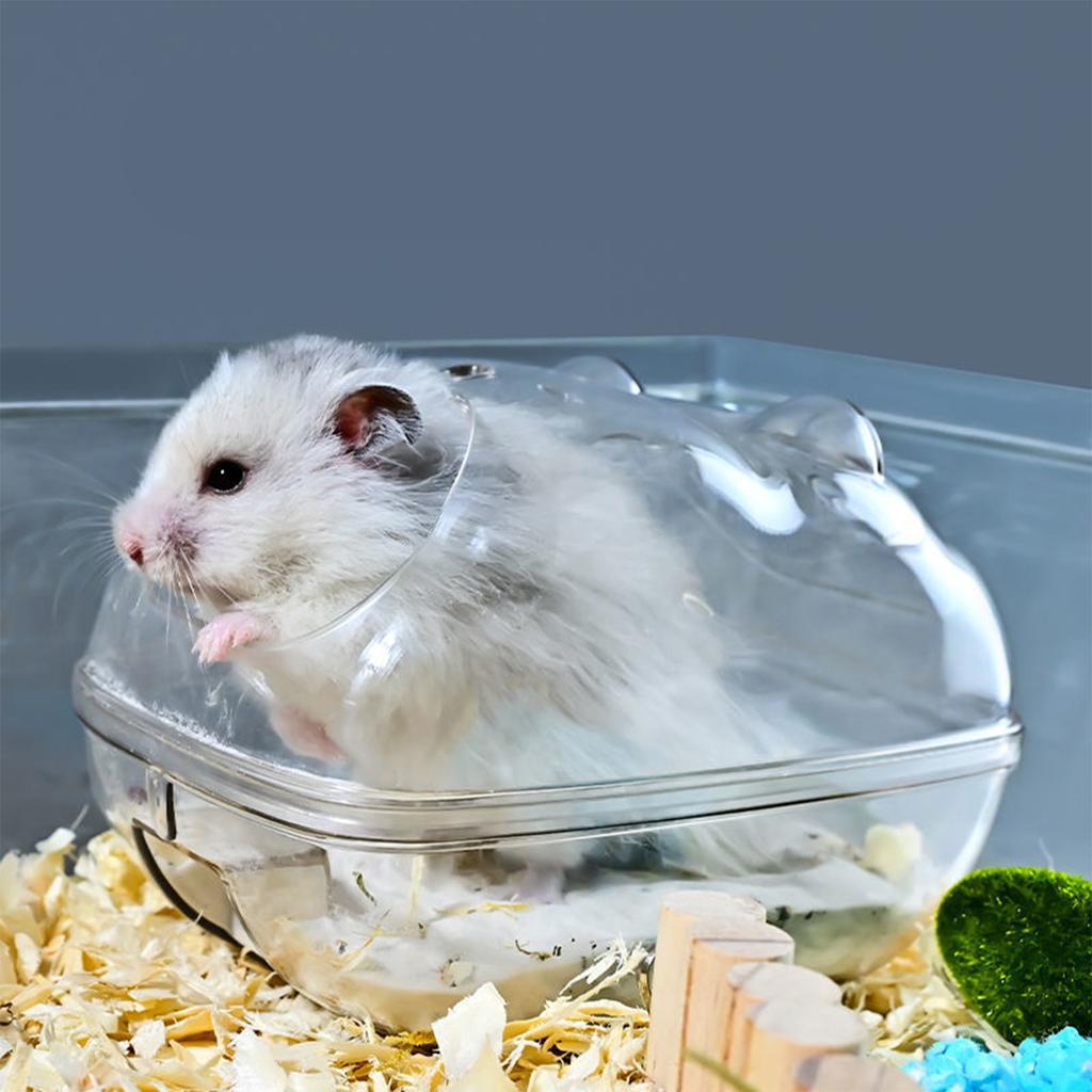 1pcs Hamster Transparent Bathroom Small Pet Sand Bath Cage Large Capacity Prevent Splash Bathing Shower Room Accessories
