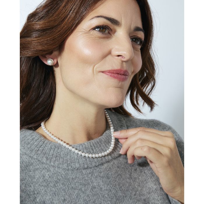 Collier - LUXENTER - Jamel - Perle blanche - Or jaune 18 carats - 64+5 cm