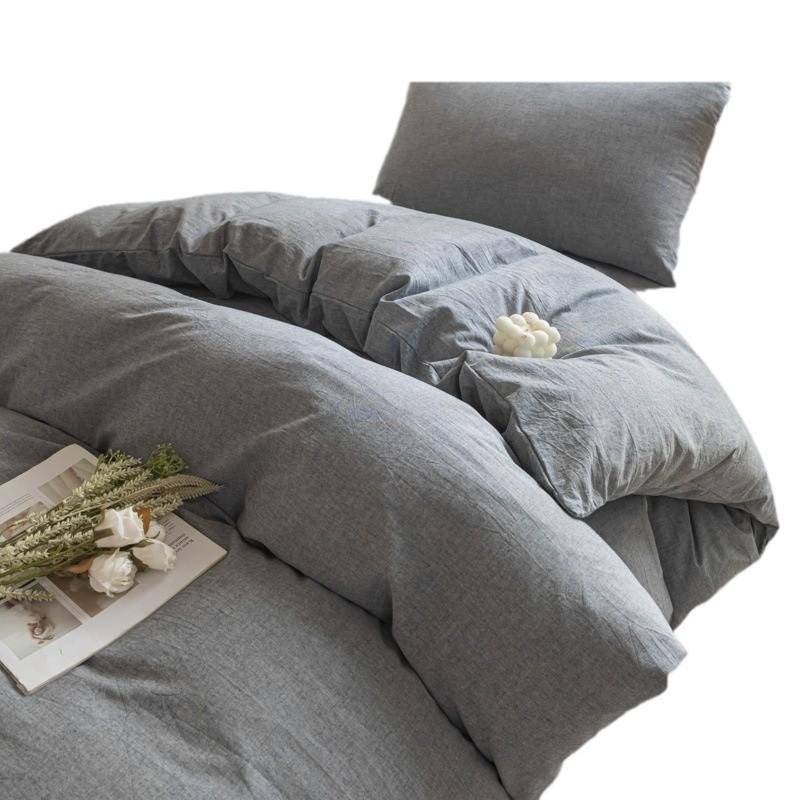 Хлопок Стиранный Хлопок Односпальное Постельное Белье Пододеяльник Студенческое Общежитие Чистый Хлопок Постельное Белье Комплект из Четырех Предметов Простыня Пододеяльник Простой Комплект из Трех Предметов