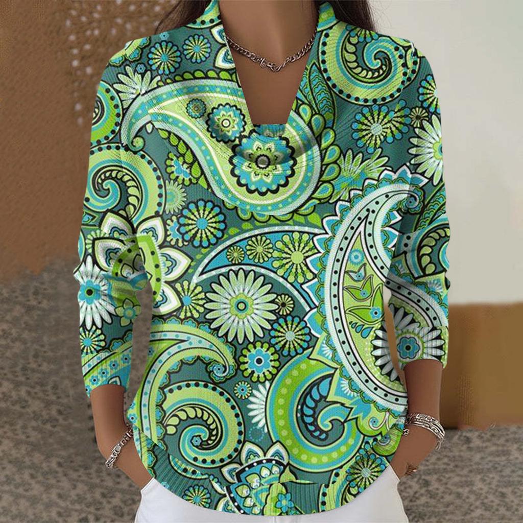 Женский повседневный и модный свитер с круглым вырезом, длинными рукавами и принтом