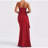 Off Shoulder Elegant High Waist Split Maxi Dress Sexy Club Outfits for Women 2025 Spring Summer New Solid Color Strapless Ruched Evening Dresses