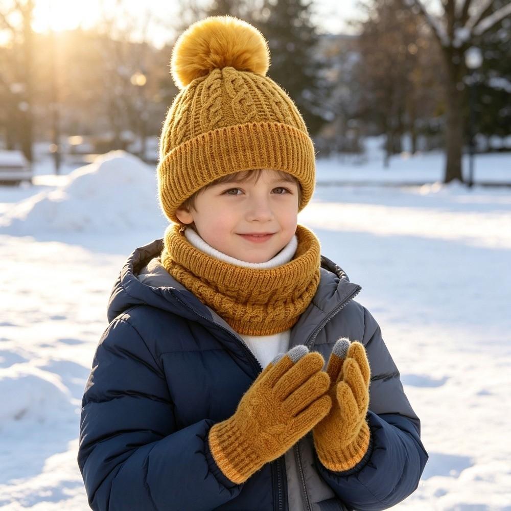 Thicken Winter Hat Scarf Gloves Knitted Thickened Knitted Hat Knitted Hat Set Autumn And Winter