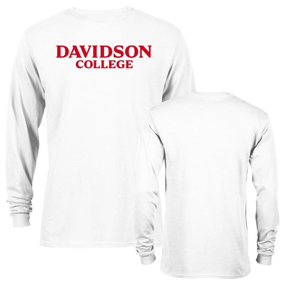 Серая футболка с длинным рукавом Davidson College с красным принтом, посвященная стилю кампуса
